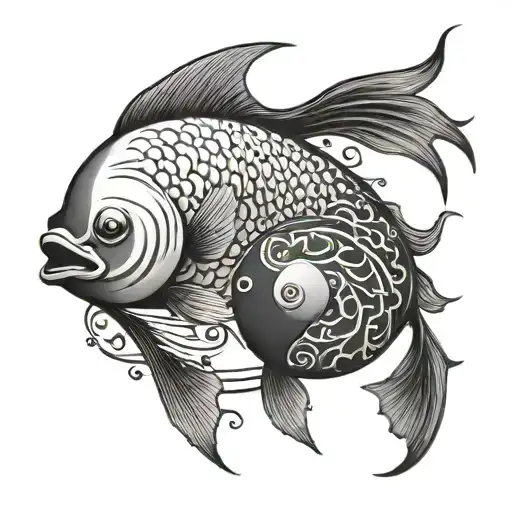 yinyang fish swimming tattoo design idea