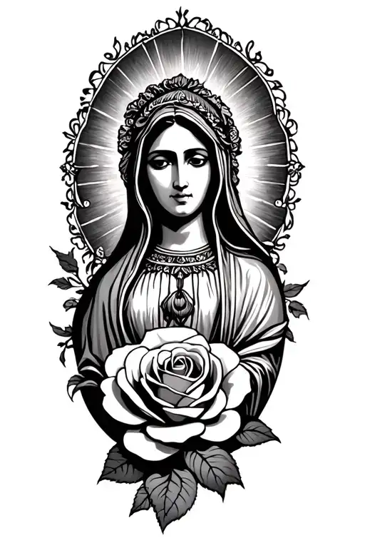 Guadalupe with roses tattoo design idea