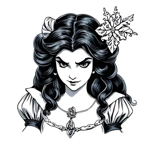 grumpy snow white drawing tattoo design idea