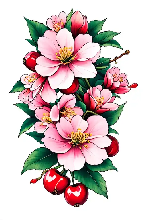 dogwood and cherry blossoms wrapped tattoo design idea