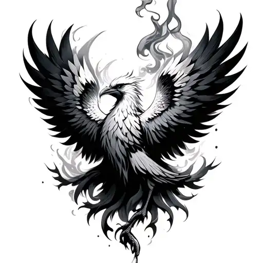 smoke style phoenix tattoo tattoo design idea
