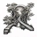 narrow path tattoo design idea