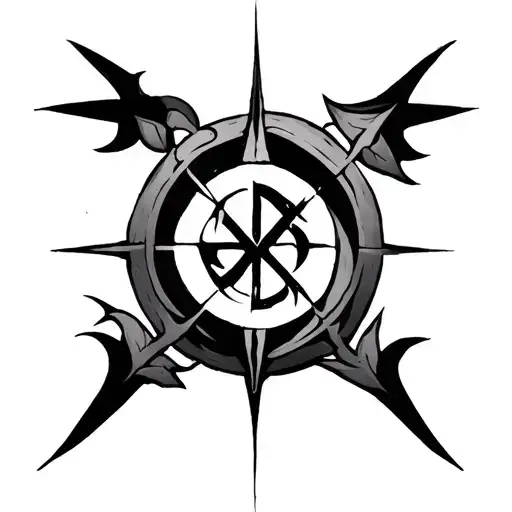 Algiz, Thurisaz, and Uruz bind rune symbol very simple lines only tattoo design idea