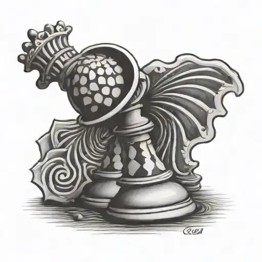 camino de santiago shell logo combined Chess piece tattoo design idea