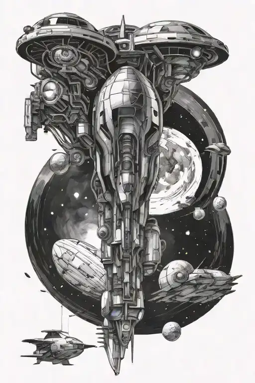 interstellar docking scene tattoo design idea
