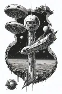 interstellar docking scene tattoo design idea