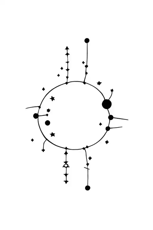sun moon Gemini, Taurus, and Sagittarius constellation tattoo design idea
