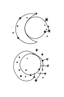 sun moon Gemini, Taurus, and Sagittarius constellation tattoo design idea