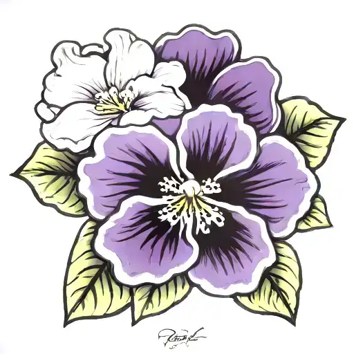 african violet one Violet flower tattoo design idea