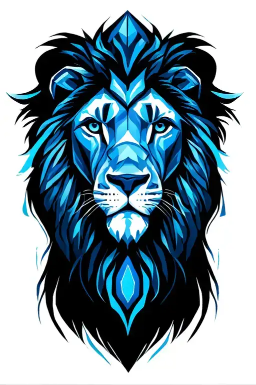 lion, blue sea, mountain tattoo design idea