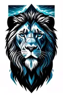 lion, blue sea, mountain tattoo design idea
