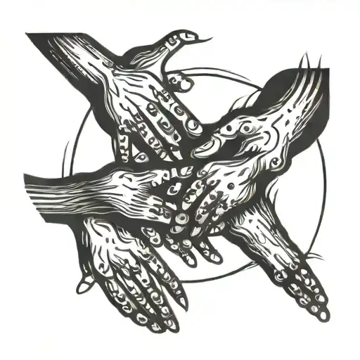 Circle of 12 stick figures holding hands. tattoo design idea