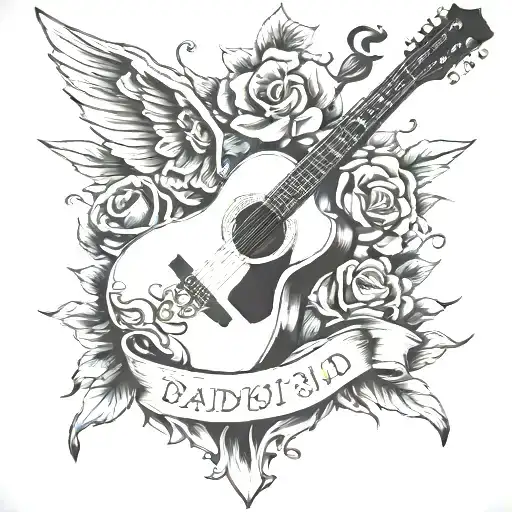 guitar memorial piece for dad tattoo design idea