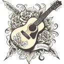 guitar memorial piece for dad tattoo design idea