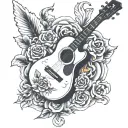 guitar memorial piece for dad tattoo design idea
