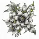 snowdrops, violets, lily of the valley, narcissus, and hollys tattoo design idea