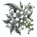 snowdrops, violets, lily of the valley, narcissus, and hollys tattoo design idea