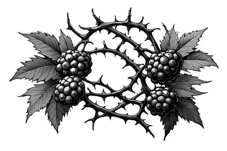 map of thorns and blackberries intertwined tattoo design idea