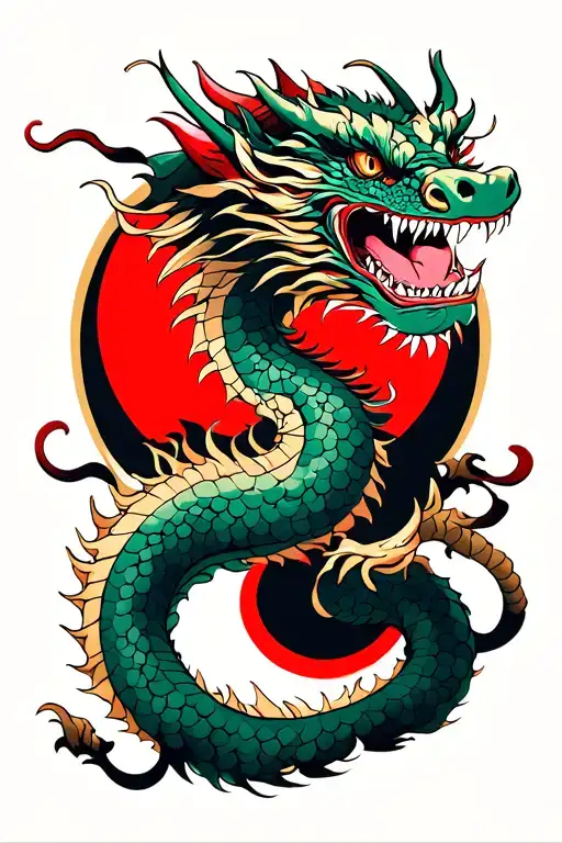 dragon cherry  man tattoo design idea