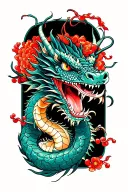 dragon cherry  man tattoo design idea