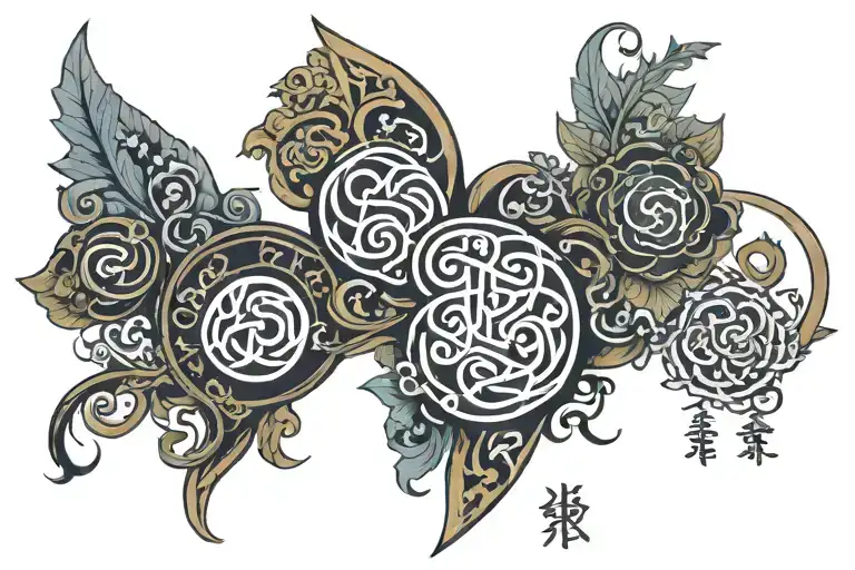 I want Gael to be written in Gaelic but the -el to be merged with el- of Elian to be written in Greek tattoo design idea