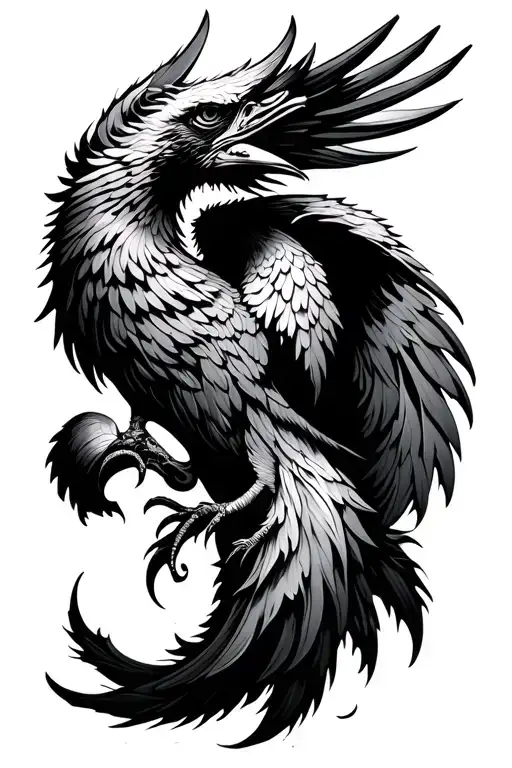 Phoenix Catch Dream Fleur De Lys tattoo design idea