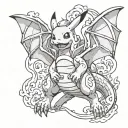 pikachu riding charizard tattoo design idea