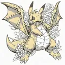 pikachu riding charizard tattoo design idea