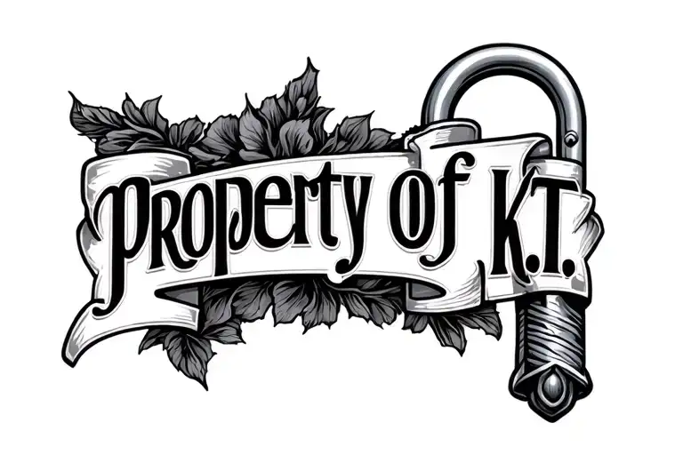 "Property of K.T." lock symbolizes chastity  tattoo design idea