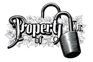 "Property of K.T." lock symbolizes chastity  tattoo design idea