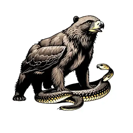 bear, coyote, hawk, copperhead snake, tattoo design idea