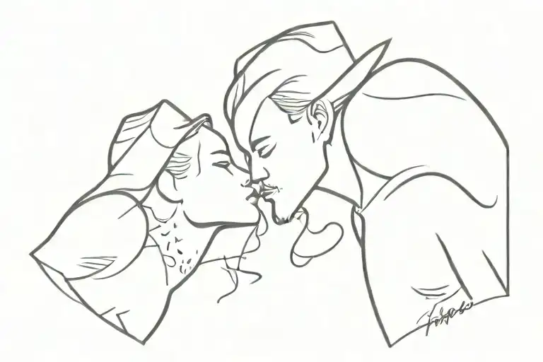 2 cowboys kisses XO with minimalistic tattoo design idea