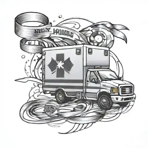 ambulance ribbon next to the multiple myeloma ribbon tattoo design idea