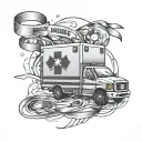 ambulance ribbon next to the multiple myeloma ribbon tattoo design idea