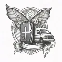 ambulance ribbon next to the multiple myeloma ribbon tattoo design idea