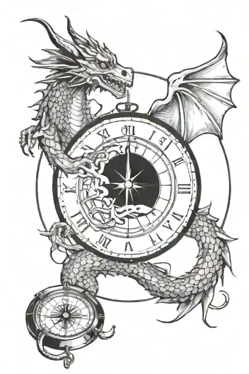 ouroboros dragon breaking a compass design tattoo design idea