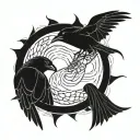 raven fighting snake tattoo design idea