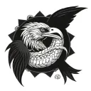 raven fighting snake tattoo design idea