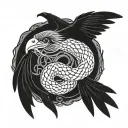 raven fighting snake tattoo design idea
