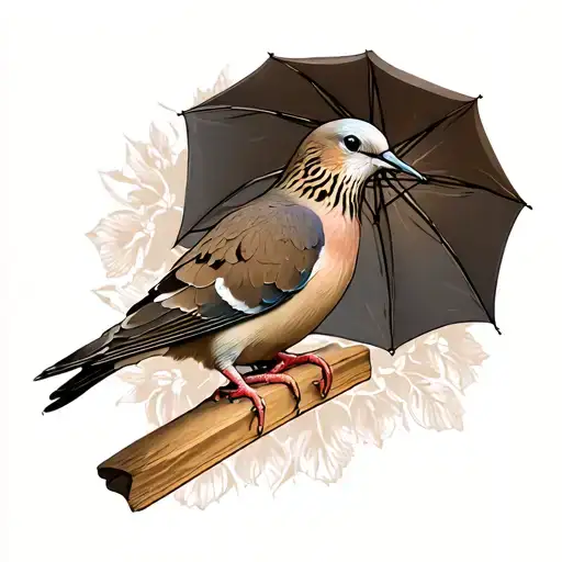 mourning dove with umbrella tattoo design idea