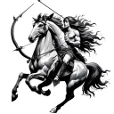 Create a high-resolution digital illustration of Sagittarius as a fierce, mythic centaur archer in dynamic motion. tattoo design idea