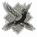 phoenix honeycomb thigh tattoo tattoo design idea