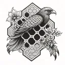 phoenix honeycomb thigh tattoo tattoo design idea
