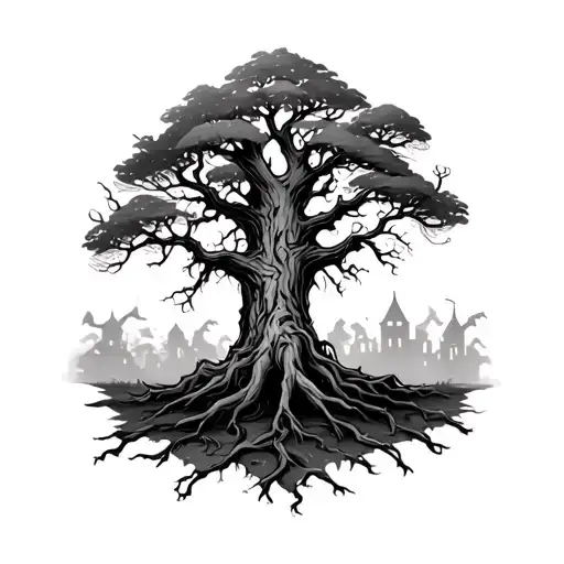Haunted Tree tattoo design idea