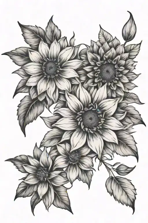 sunflower daffodil dahlia gardenia lavender tattoo design idea