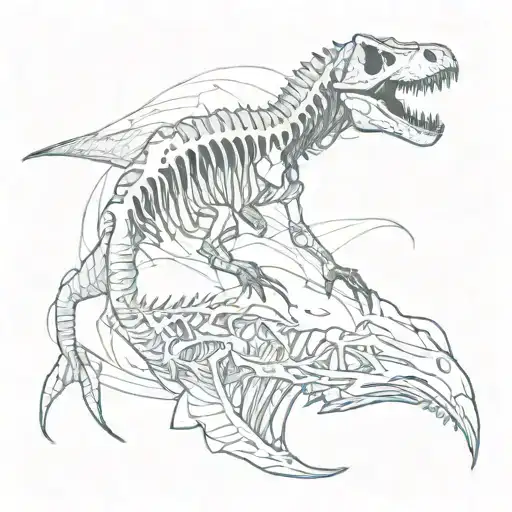 t-rex top with a mermaid tail fossil skeleton tattoo design idea