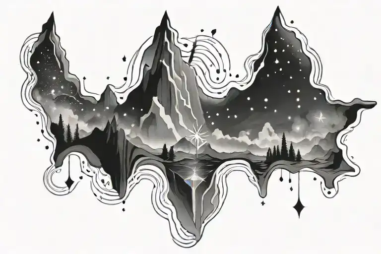 Aurora borealis constellation rectangular tattoo design idea