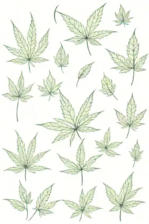 marijuana leaves falling tattoo design idea