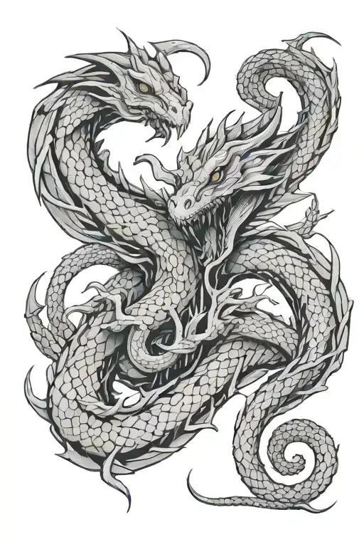 basilisk intertwining tattoo design idea