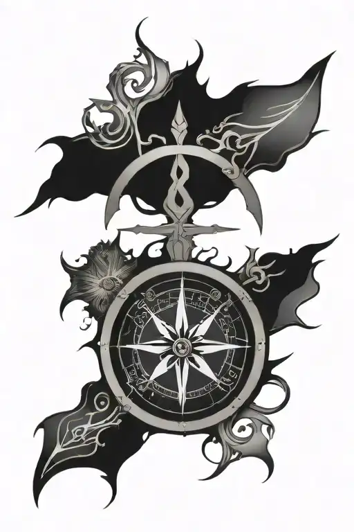 viking compass and rune symbolizing strength tattoo design idea